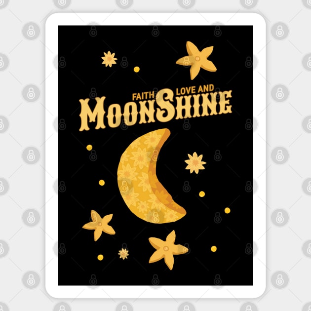 Vintage Lunar Faith, Love and Moonshine Magnet by KewaleeTee